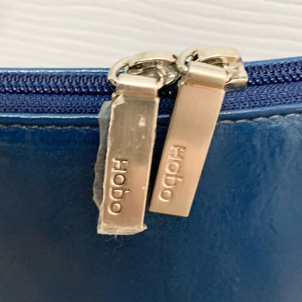 Y2k HOBO International Polished Leather East West Shoulder Bag - Blue - NWOT - Picture 6 of 10